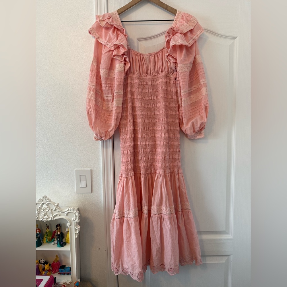 FARM RIO ruffled broderie anglaise cotton midi dress size small - Picture 14 of 14